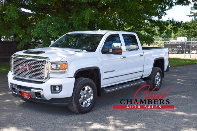 2017 GMC Sierra 3500HD Denali in White — front three-quarter view