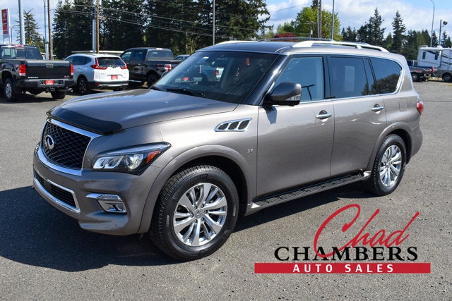 2017 INFINITI QX80 SPORT UTILITY 4D in Smoky Quartz — front three-quarter view